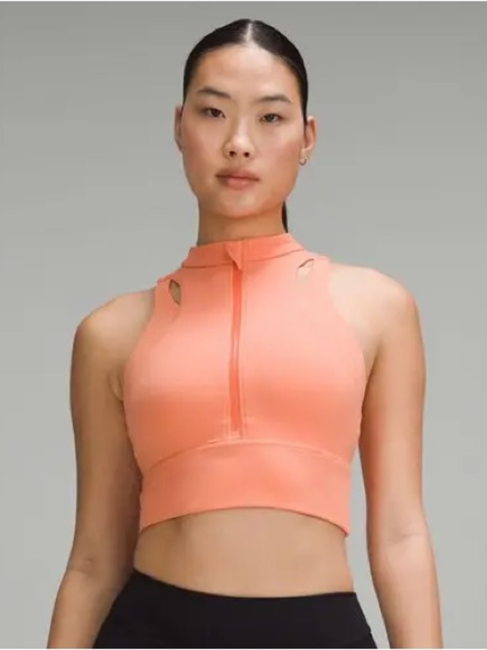 Lululemon Nulux Cropped Half-Zip Track Tank Top Coral KISS
